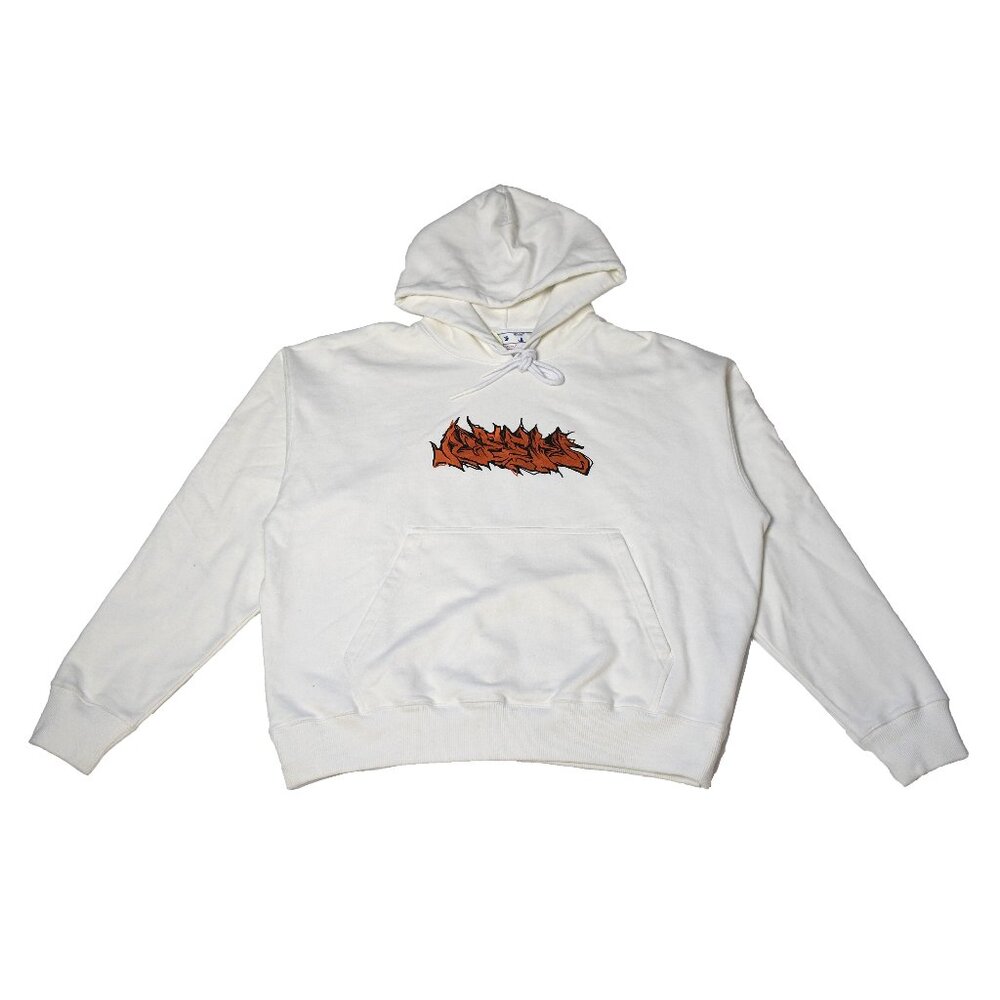 Off-White Neen Graffiti Skater Hoodie White Orange